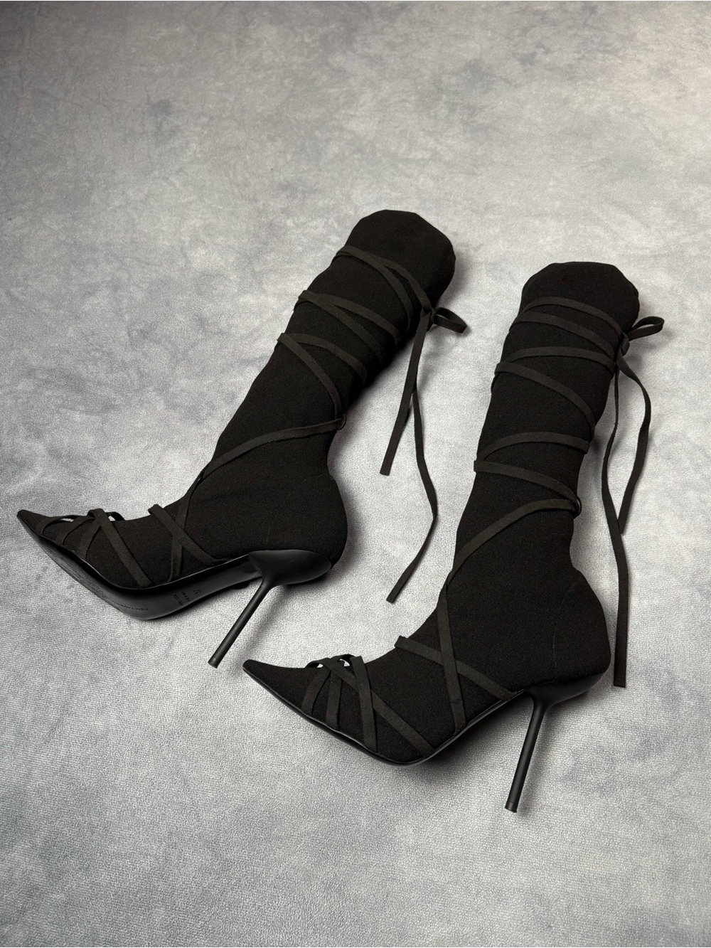 Unravel Project by Ben Taverniti Black Lace Up High Stiletto Sock Boots RRP1600$ - Picture 6 of 16